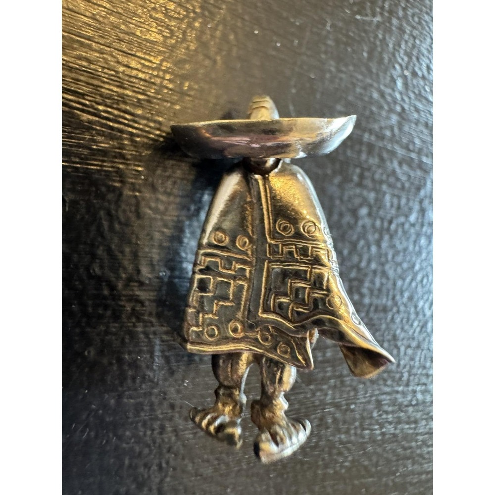 Vtg Taxco Mexico Sterling Silver Sombrero Man Brooch Mid Century Eagle 3 Mark